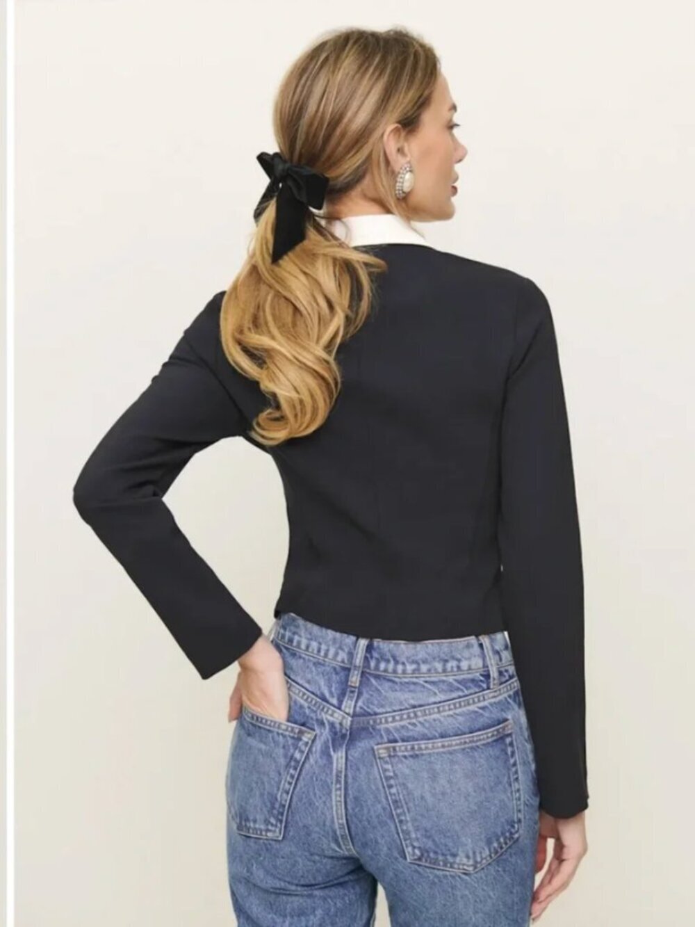 Reformation Pia Knit Top with Stretch in Black Size Small - Picture 2 of 8
